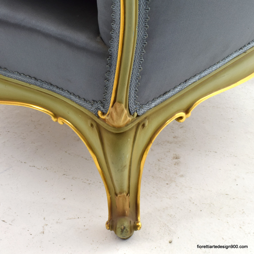 2 poltrone stile Luigi XV raso cotone dorature lacche Old furniture Armchairs